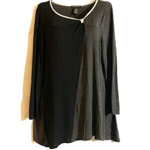 Women's Susan Lawrence Black & Gray Long Sleeve Knit Dress Size XL